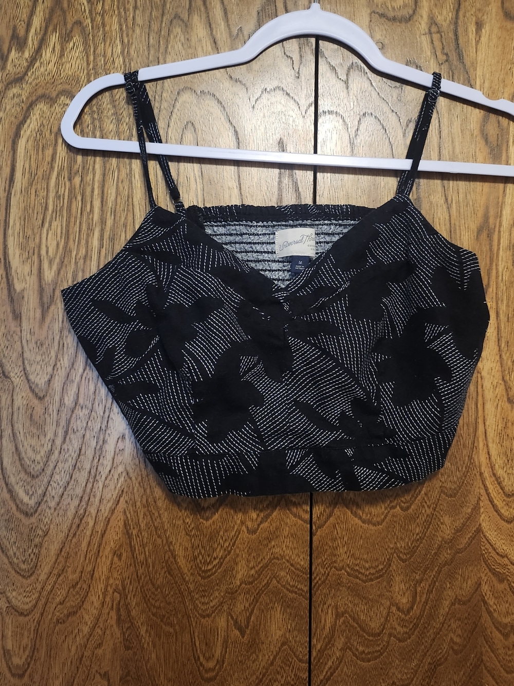 Black Floral Cropped Cami Top